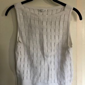 White sheer checkered semi crop top